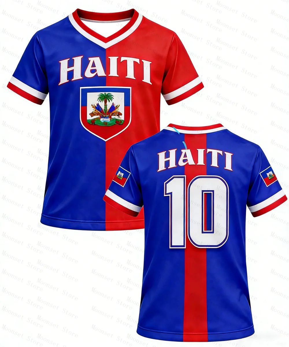 여름 아이티 키즈 축구 티셔츠 속건성 반팔 풋볼 탑 국기 스포츠 셔츠 남성용 여성용 티셔츠