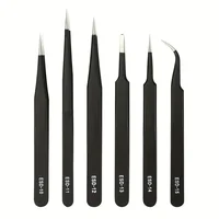 Precision ESD anti-static tweezers set -6-pc stainless steel tool for electronic repair and process modeling, bending 2025 4
