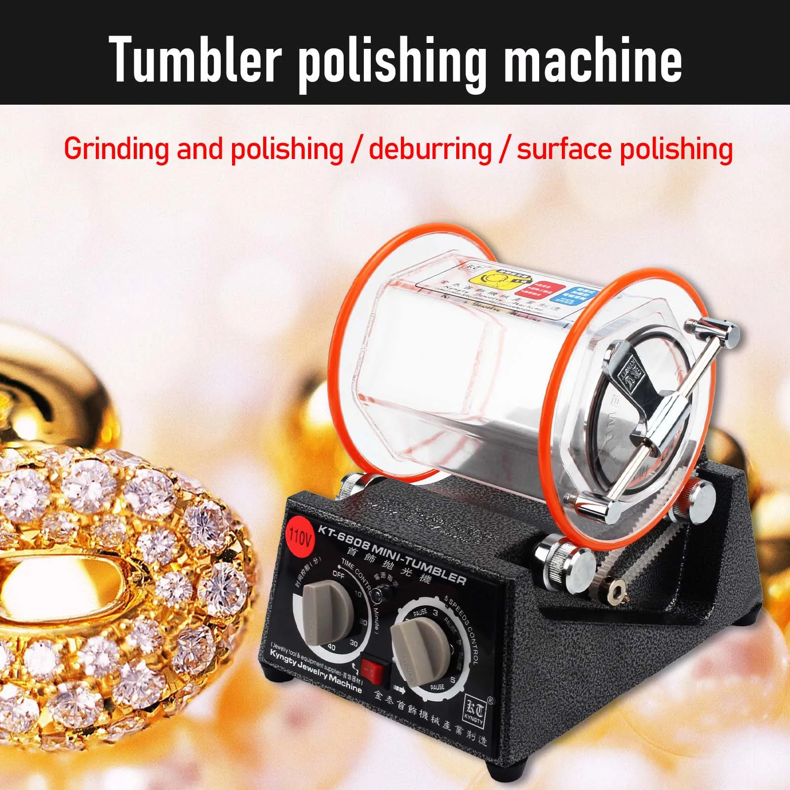 Jewelry Polisher Tumbler 5kg Capacity Kt6808 Machine With Glass Barrel Mini  Polisher Tumbler For Jewelry - Jewelry Tools & Equipments - AliExpress