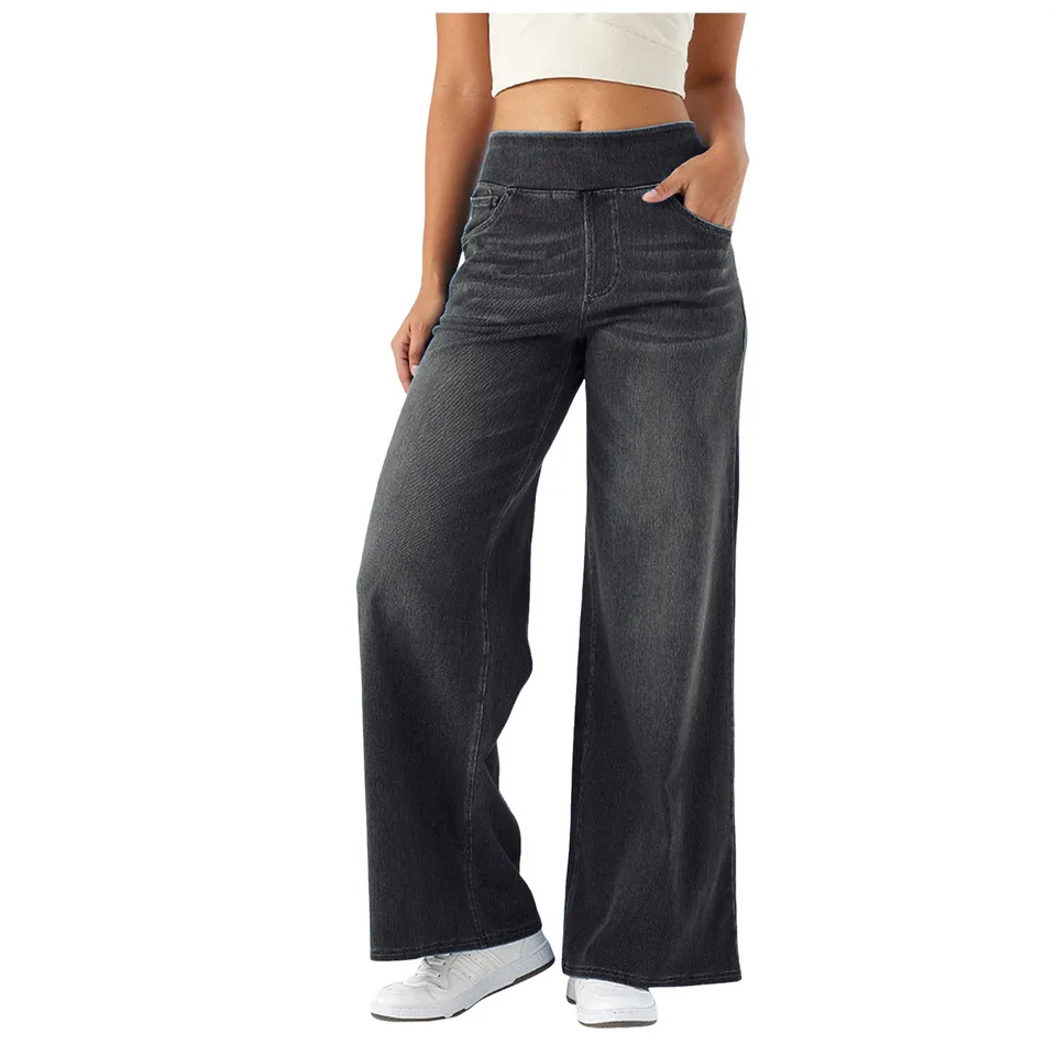 High Waist Baggy Jeans for Women Comfortable Denim Trousers
