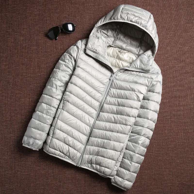 Korean Version Men's Street Casual Wear Feather Jacket Standing Collar Hooded Warm Men's Autumn and Winter Down Jacket