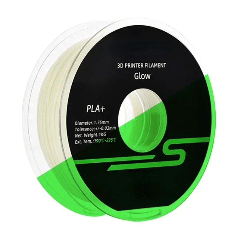 야광 PLA 필라멘트, 어둠 속에서 빛나는 PLA 필라멘트, FDM 프린터에 적합, 녹색 및 청색, 1kg 스풀, 1.75mm