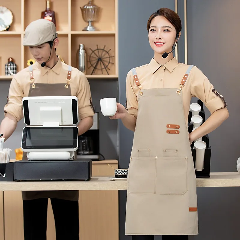 Apron Waterproof Oil Proof Catering Supermarket Restaurant Fruit Shop Family Milk Tea Work Clothes for Both Men and Women 4 S36223d5da7e545e7af6d92ededa25a9aK