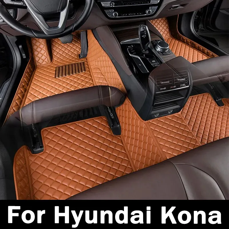 

Car Mats For Hyundai Kona Kauai OS 2018~2022 Leather Floor Mat Rugs Anti Dirt Protective Carpets Interior Parts Car Accessoriess