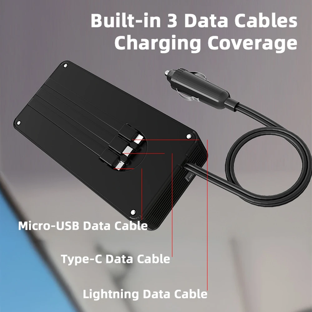 Inverter per Auto con Porta di Ricarica USB Type-C, da DC 12V a AC 220V 200W, Adattatore di Alimentazione Universale con Presa AC, Accessori Auto - immagine 5