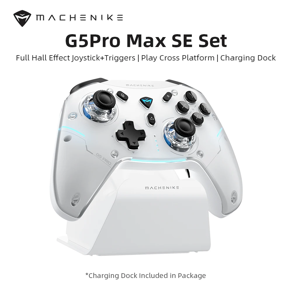 בקר משחק MACHENIKE G5Pro Max SE עם עמדת טעינה אופציונלית אפקט הול ג'ויסטיקים טריגרים RGB אור אלחוטי Gamepad