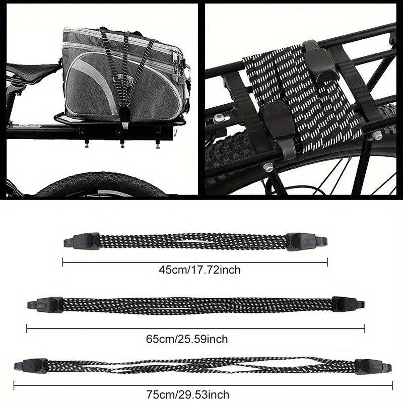 Bicycle Luggage Rope Elastic Carrier Rack Straps Elastic Rubber Belt Buckle Rope Belt with Hook Mountain Bike Bag Accessories
