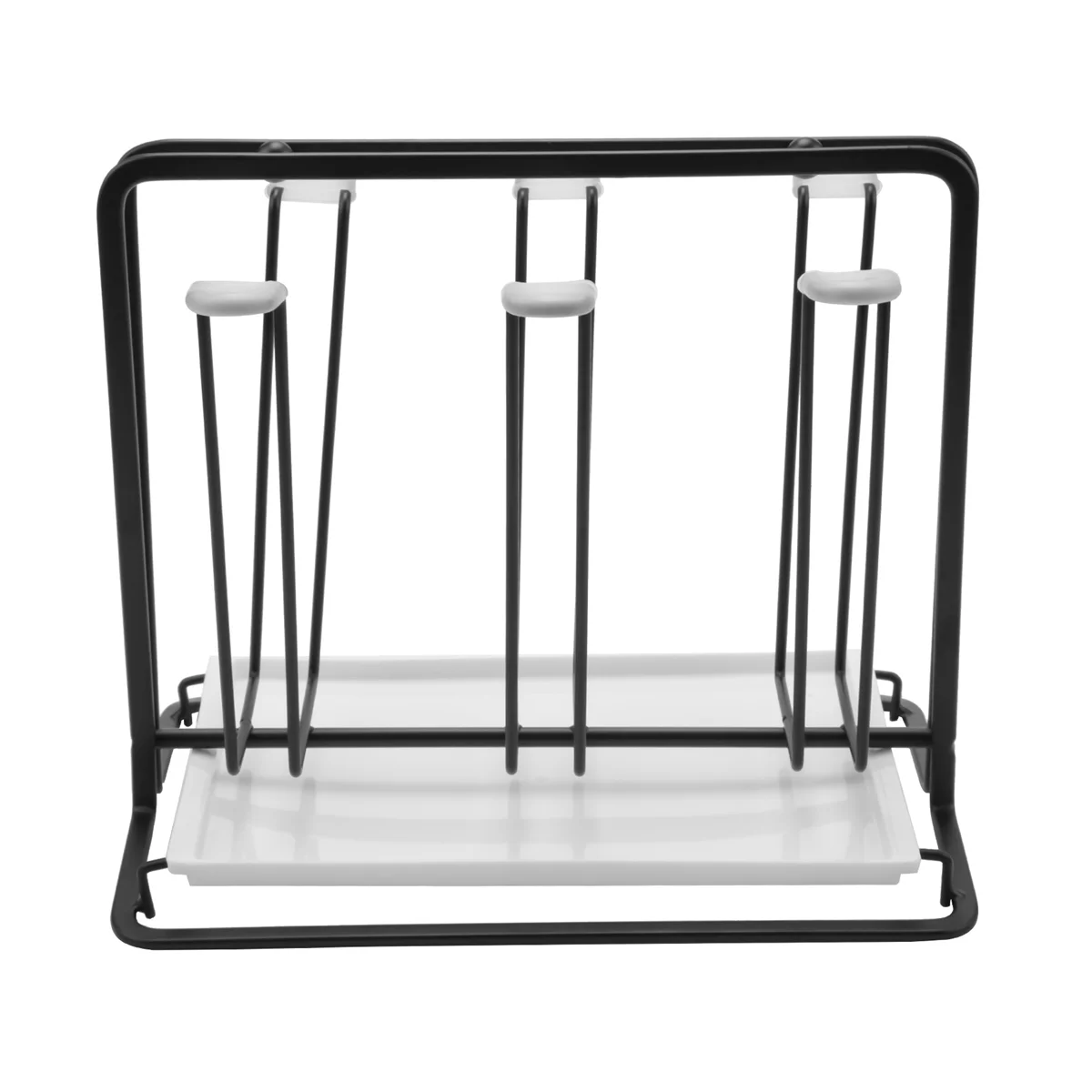 Cup Storage Holder 6 Bottle Dish Drainer Metal Bottle Holder, Drip Rack for Vessels with Drip Tray, for Sodastream, Air Up, Avent, Philips