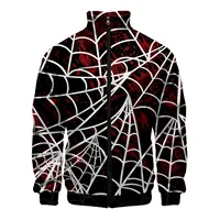 Tracksuit Hoodless Sweetshirts Hallowee Long-Sleeve Stand-Collar Zip Up Hoodie Bat Print Casual Daily Wear Athletic Men Clothing - Image 3