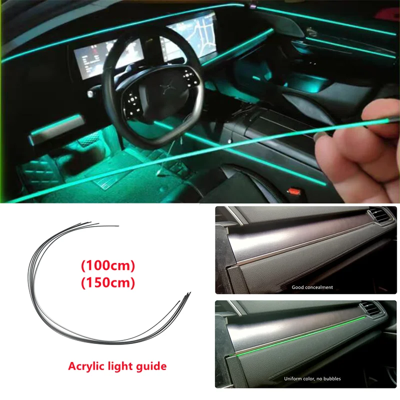 starlight headliner Acrylic Optic Fiber Lights RGB Ambient Light Sound Control With 12V Cigarette Lighter Auto Interior Decorative Atmosphere Lamp led fog light for car