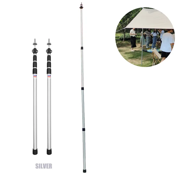 Két Színű 4 Szegmens Alumínium Sátor Pólus Állítható Tartó Rudak Tengerparti Menedék Pátp Napellenző Oszlopok Kemping Túrázási Sátorhoz