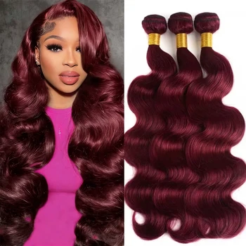 99j Burgundy 16A Body Wave Bundles Human Hair Brazilian Unprocessed 30 36Inch Virgin Weave Raw Hair Bundles Extensions Deals