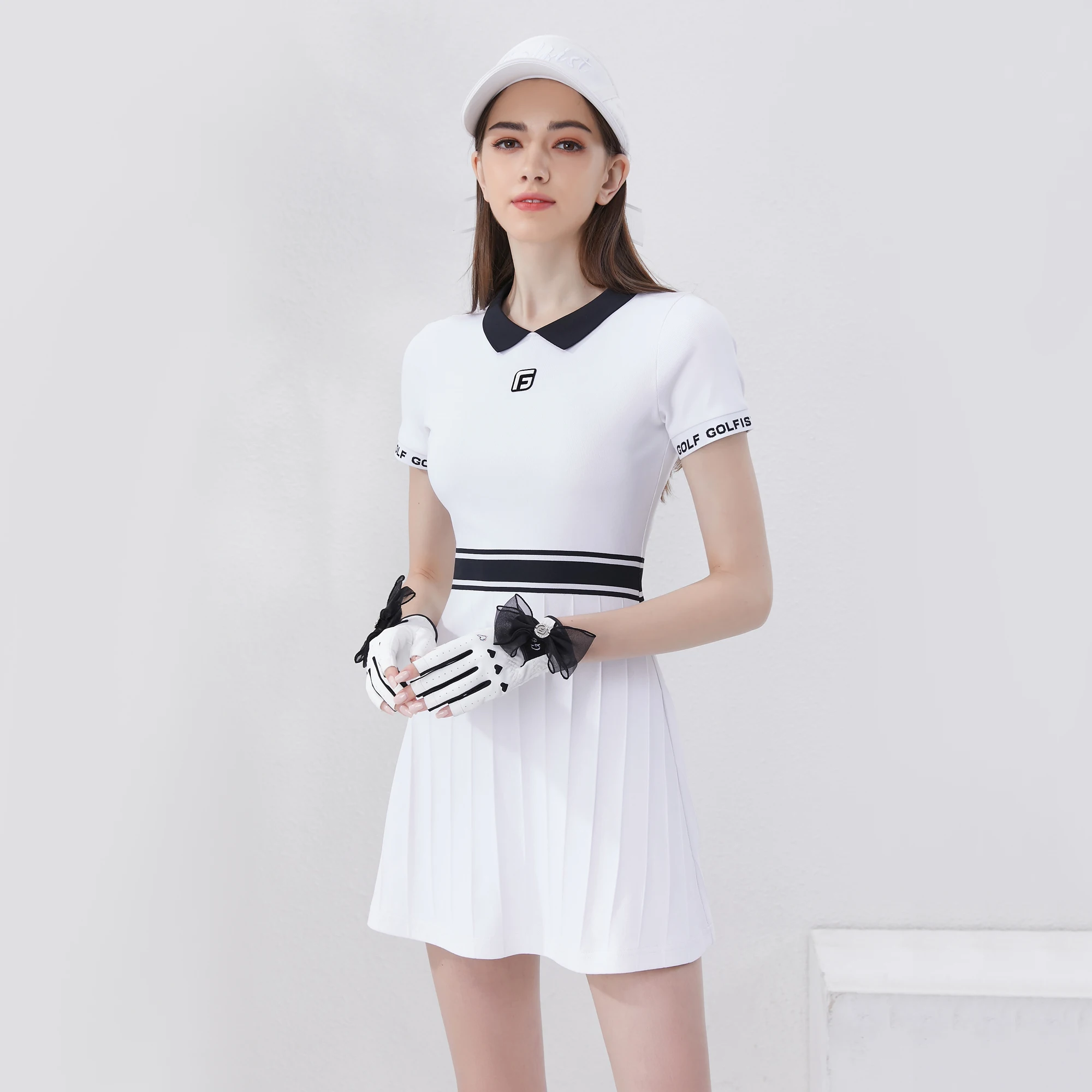 Golfist Golf Ladies Knitted Dress Slim Fit Casual Dress with Lapel Slim Skirt Tennis Running Sportswear Sporty Dress