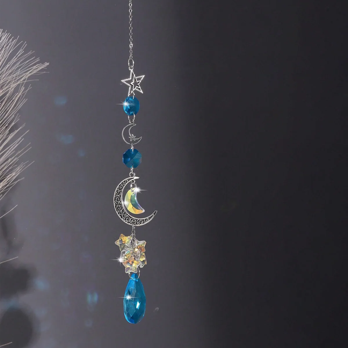 1pc suncatcher crystal wall hanging modern star moon sun planet design decoration suitable for living room home outdoor sun catcher crystal pendant sun catchers window ornament