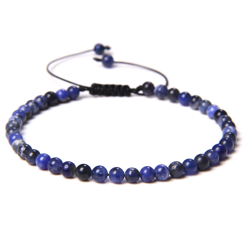 Bracciale In Pietre Naturali 4mm Con Perle D'Oro – Fatto A Mano Regolabile (Varie Pietre) - 3