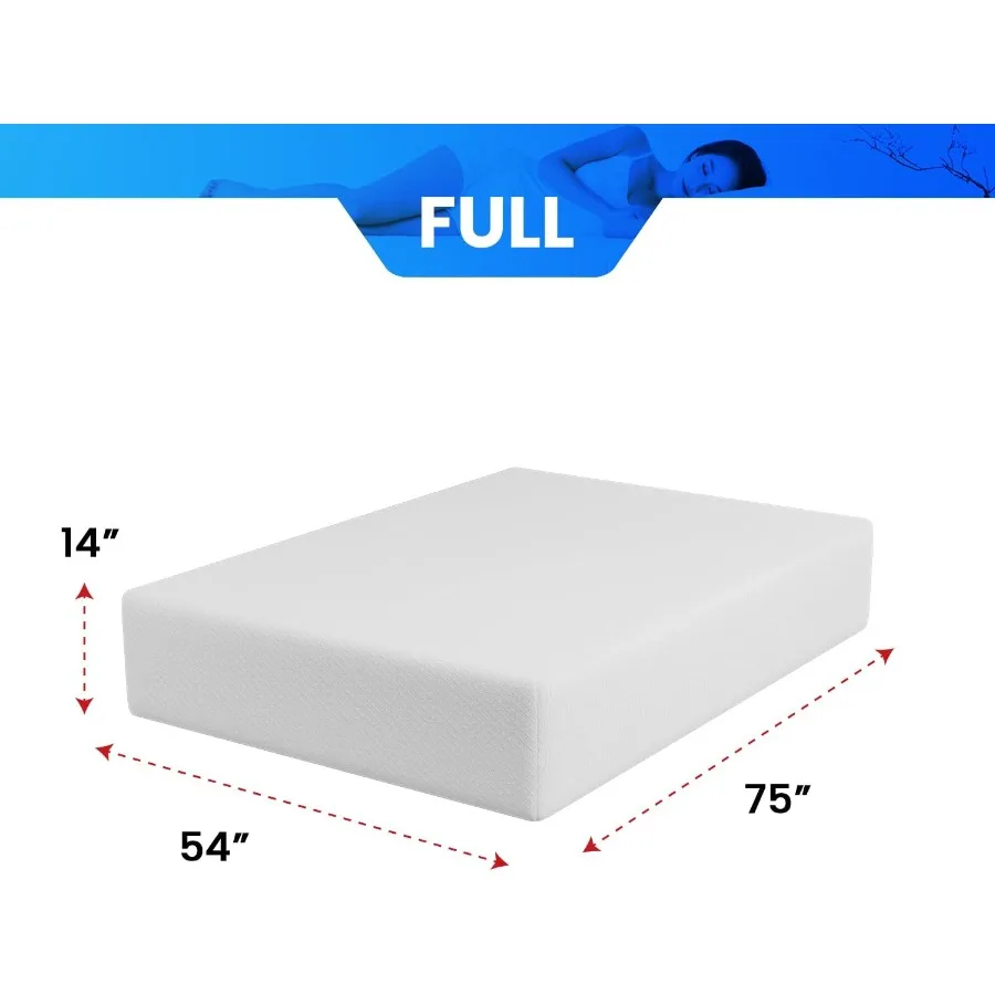 14 inch Gel Memory Foam Mattress Medium Firm Mattresses for Cool Sleep Relieving No Fiberglass CertiPURUS Certified Mattress in
