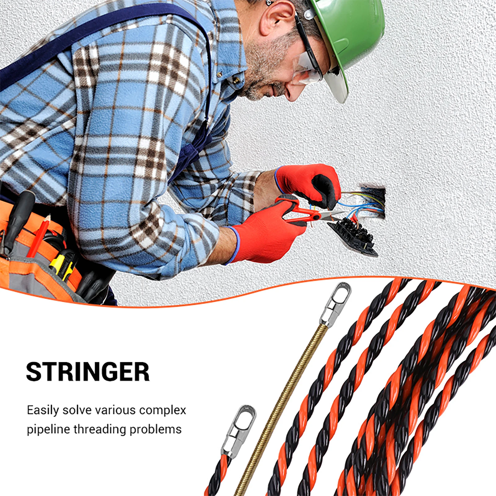 Cable Puller Universal Wire Threading Device 9/13.5/18/22.5/27M Spring High Elasticity Rope Pulling Device Electrician Wire Lead