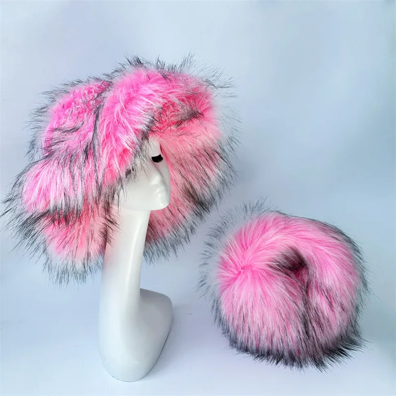 Bright Pink Faux Fur Oversized Hat