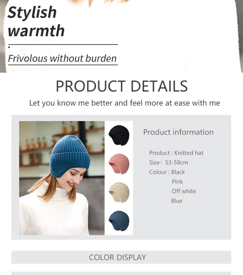 Winter Männer und Frauen Gestrickte Woolen Mode Im Freien Einfarbig Verdickt Warme Ohr Schutz Reiten Kalten Abdeckung Hut_voghion.com