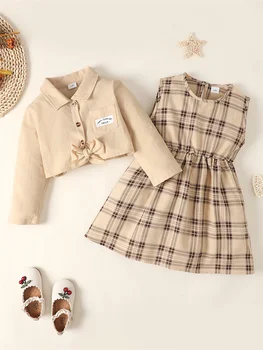 Baby Girl Plaid Dress & Shirt Set 1