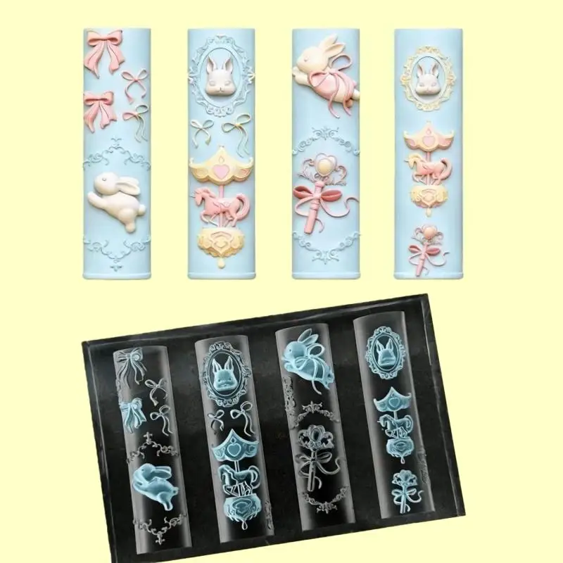 핫세일 3D 투명 실리콘 네일 몰드 네일아트 디자인 릴리프 토끼 천사 패턴 매니큐어 템플릿 도구 액세서리