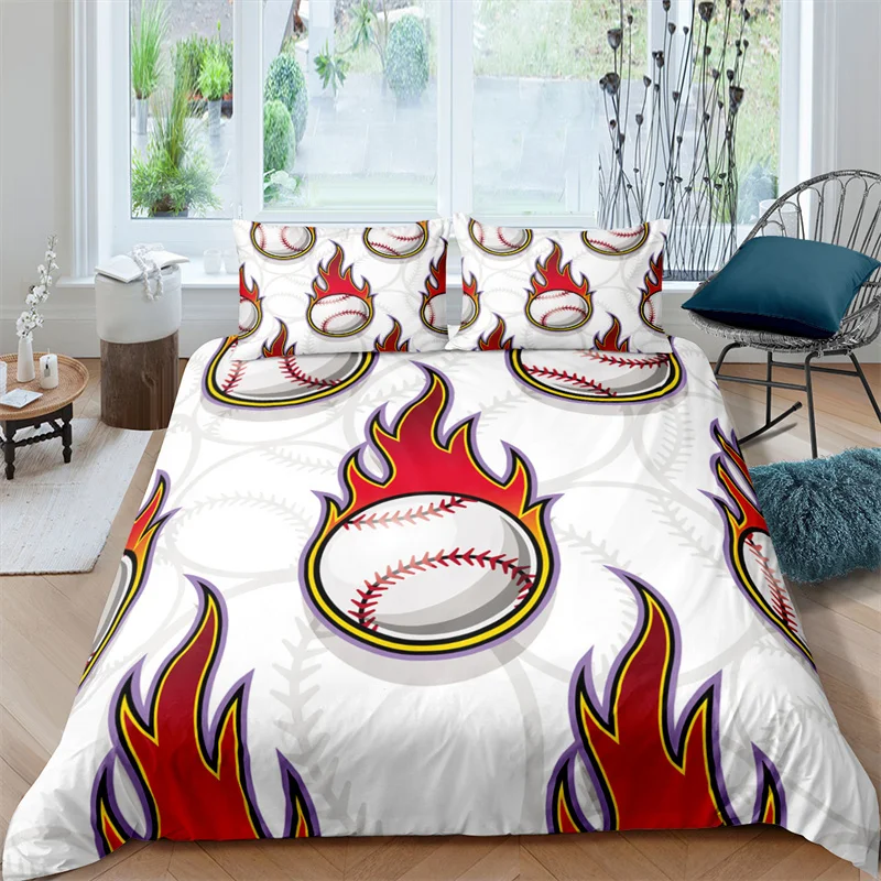 

Home Textile Luxury 3D Baseball Print 2/3Pcs Kids Aldult Duvet Cover Pillowcase Bedding Set Single Queen and King AU/EU/US Size