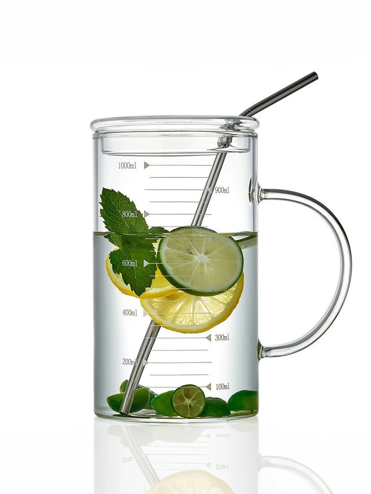 High Borosilie Glass Cup with Sc Large Capaci 000ml Heat Resistant Tea Brewing Cup for Home Use Water Cup Heat Insul...