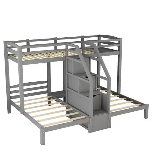 Triple Twin Bunk Bed with Staircase 4