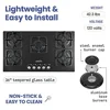 Gas Cooktop 36" 5-Burner Tempered Glass Stove Automatic Ignition Professional Grade Heating Black 3