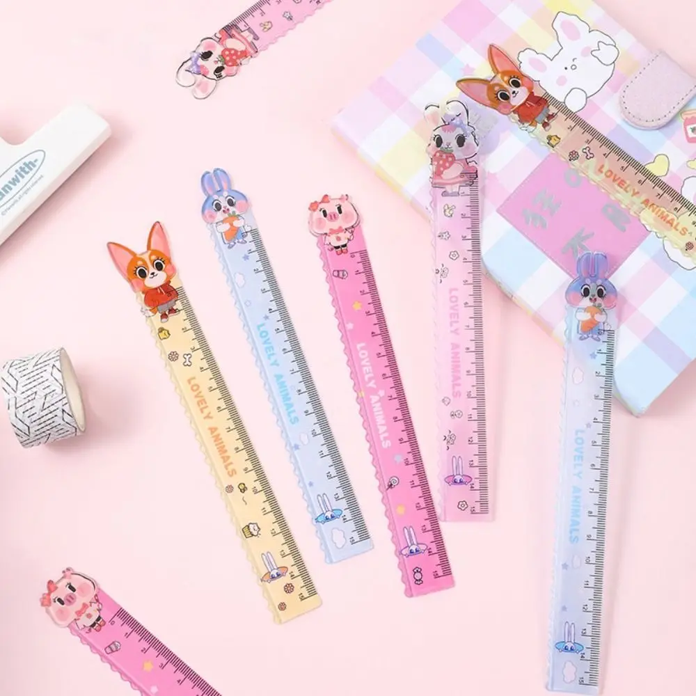 High Quality Plastic Straight Ruler Rabbit School Office Supplies Ruler Planner Accessories Drawing Tools