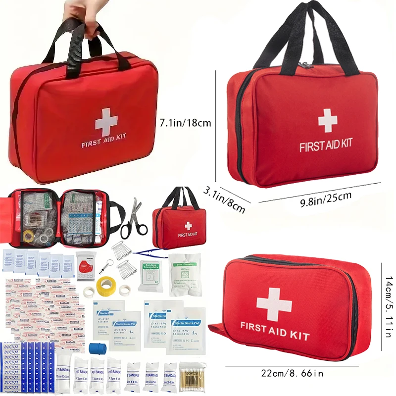 First Aid Kit - 188 pcs - for car, home, travel, camping, office or sport, fully stocked with emergency and survival essentials 2