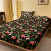 1pcs Flamingo Banana Pattern Brushed Fitted Sheet, Printed Bed Cover For Bedroom,Bedding (Excluding Pillowcases) 1