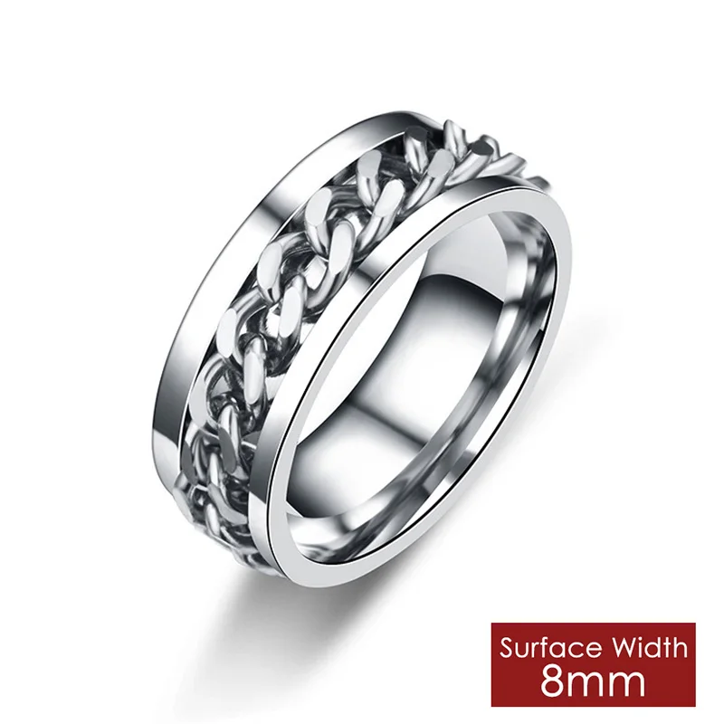 Anello Girevole Luminoso In Acciaio Inox Con Motivo Luna E