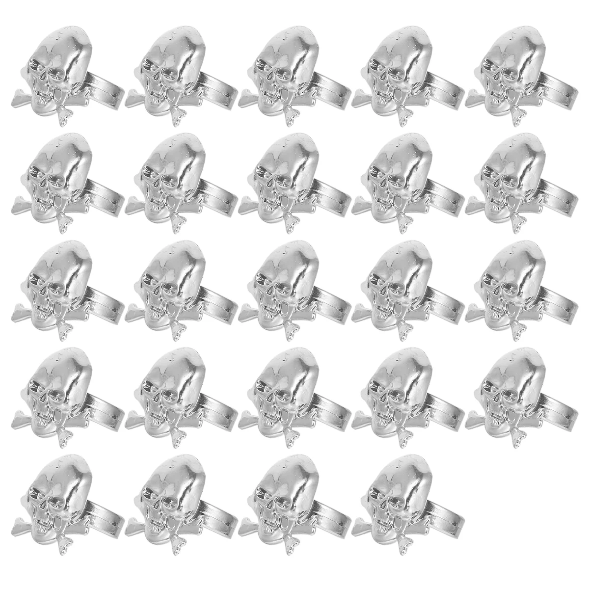 

24pcs Plastic Pirate Skull Rings Kids Plastic Ring Toys for Halloween Silver