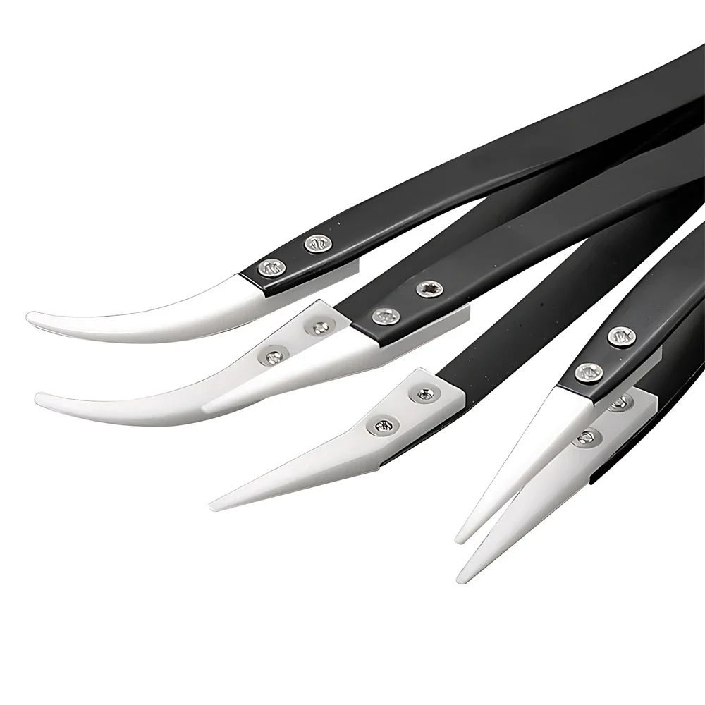 Non Conductive Ceramic Tweezers IC SMD SMT Tweezers Heat Resistant 1000 Degree Hand Tools