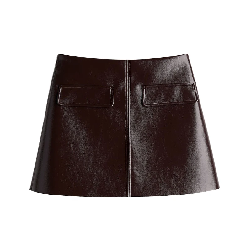 PU Leather Jacket and High-Waisted Mini Skirt Set - Chic High Street Outfit