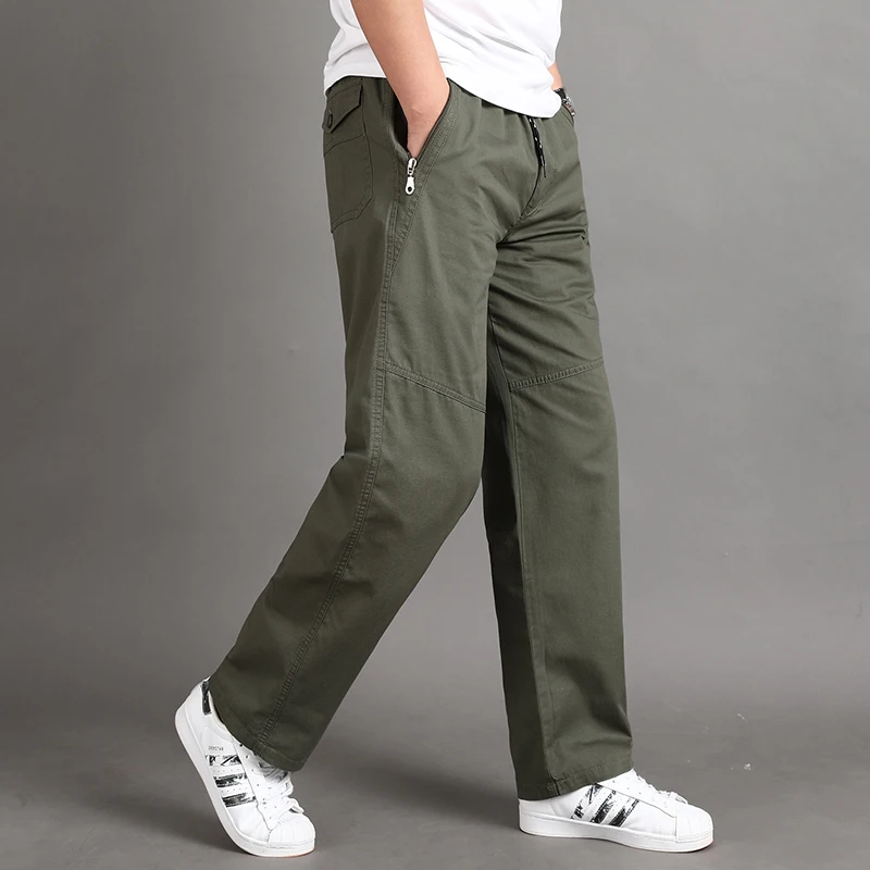 IPPOLICH Men's Pants Men's Oversized Casual Pants Mid Aged Working Trousers Drawstring Cotton Baggy Pants Men's Casual Pants 3