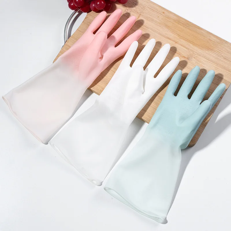 Gradient waterproof latex gloves women's thin laundry housekeeping ...