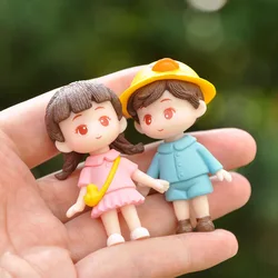Romantic Miniature Couple Figurines for Wedding Decor and Valentine's Day Gift (Pink blue set)