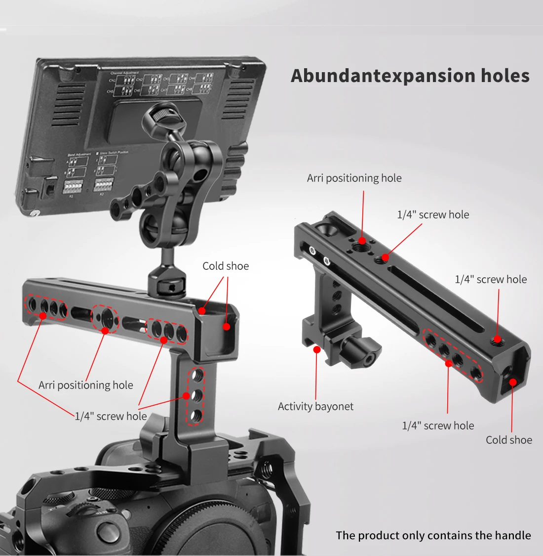 Obere Seite Käse Griff Grip NATO Schiene Handgriff Arri 1/4" Kaltschuh Halterung für Balance Einstellbare Kamera Käfig Rig Monitor Lichter – Detail 14