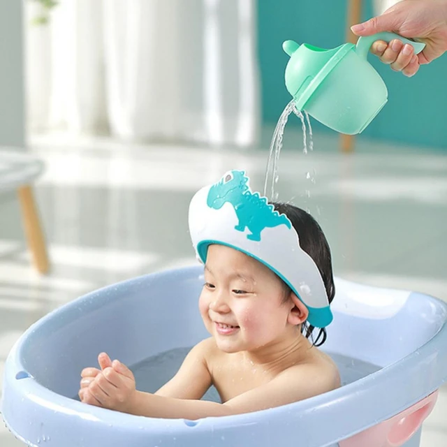 Gorro de baño de silicona para bebé, protección suave, impermeable,  ajustable, gorro de ducha infantil, lavado seguro de dibujos animados,  protector para el cabello para niña y niño - AliExpress