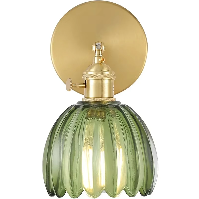 Vintage Green Tulip Glass Wall Lamp Shade Living Room Bedroom Door Lamp Bedside Lights led light led wall lamp wall light