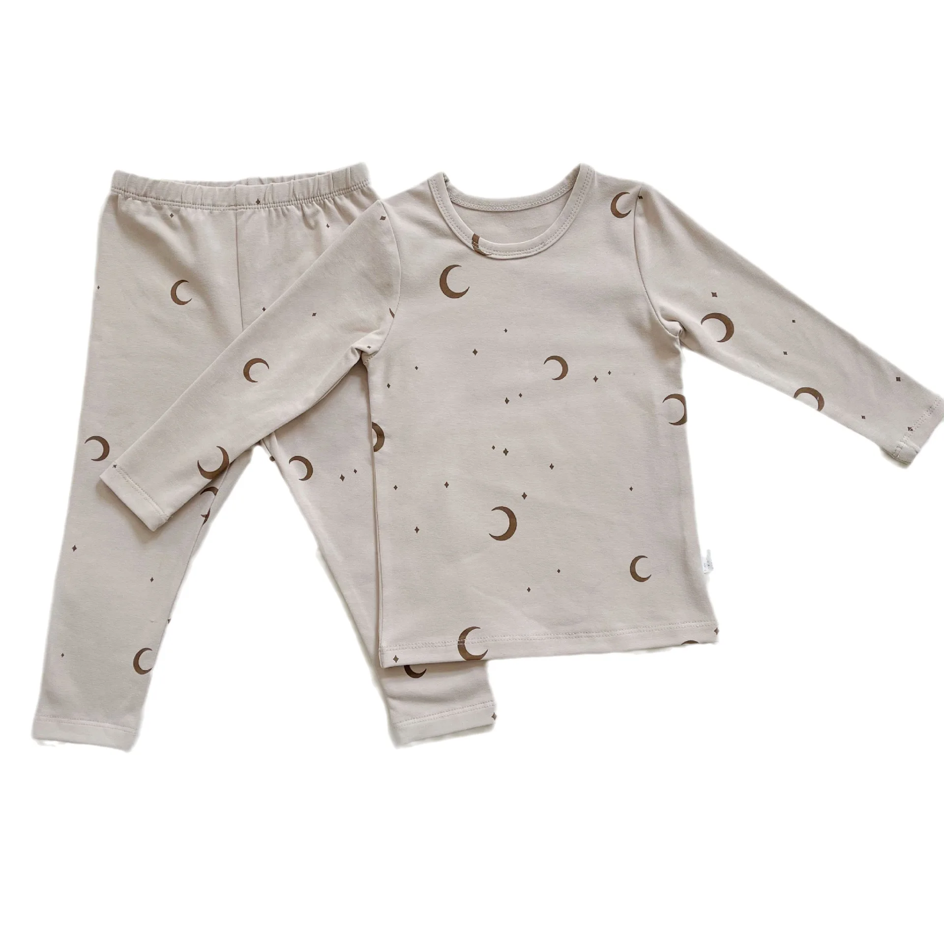 2pcs Set Short Staple Cotton Warm Children's Home Clothes Autumn and Winter Baby Pajamas Long Sleeved Base Children Clothing Set