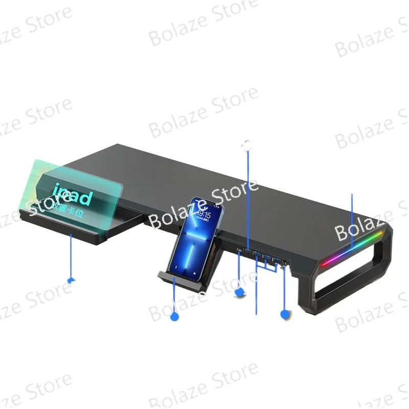 

Display Height Increase Stand, Desktop Computer Screen All-in-one Stand with Drawers, Multifunctional USB Extension