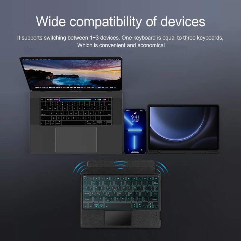 Capa de Teclado Removível para Samsung Galaxy Tab s9 fe 10.9 2023 Sm-x510 X516b Tablet Português Francês Espanhol Alemão - Imagem 4