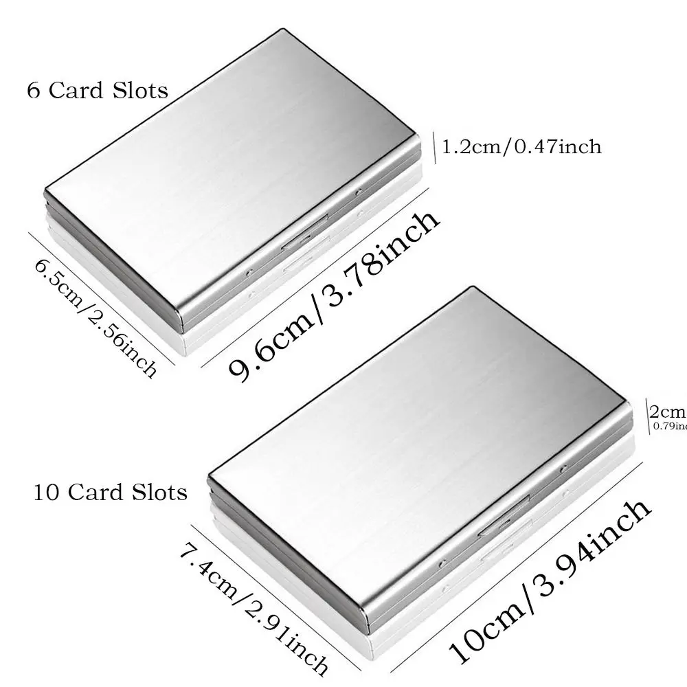 Fashion 6/10 Slots Credit Card Holder Anti RFID Slim Debit Box Stainless Short Wallet Travel Metal Case Porte Carte