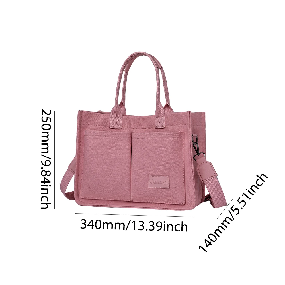New Large Capacity Canvas Tote Bags for Women Work Commuting Carrying Bag College Style Student Outfit Book Shoulder Shopper Bag 6