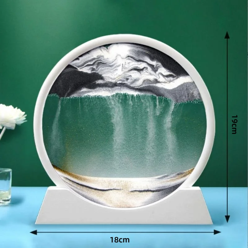 7 Inch Sandscape Moving Sand Art Picture Hourglass Glass 3D White Frame Quicksand Painting Living Room Decoration Creative Gift