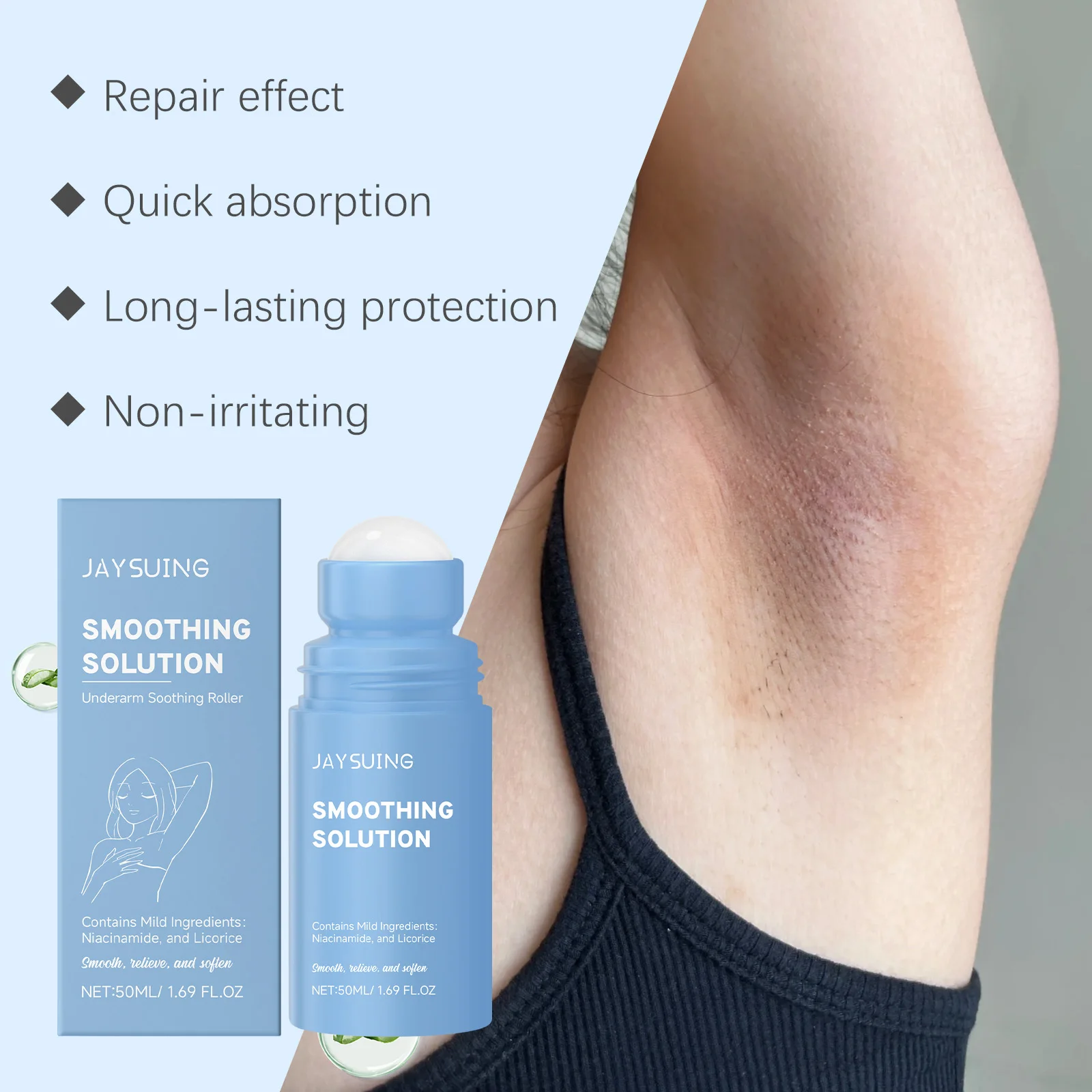 Underarm After Shave Soothing Roller Moisturizing Relieve Armpit Skin Pain Discomfort Reduce Redness Improve Dullness Quick-Dry_voghion.com