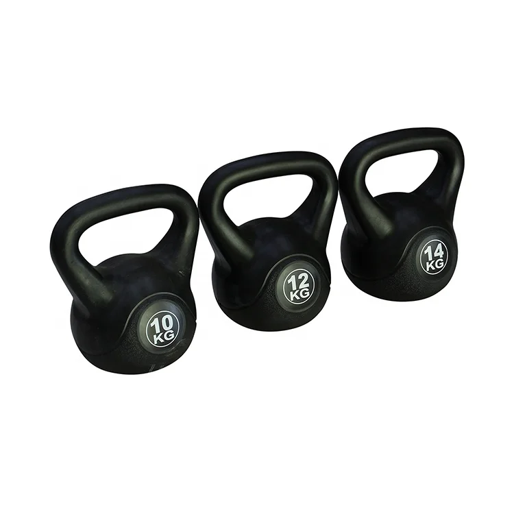 

Wholesale Home Gym Black 2 4 6 8 10 12 KG Fixed kettle-bell lady's small dumbbells Cement Plastic kettlebell